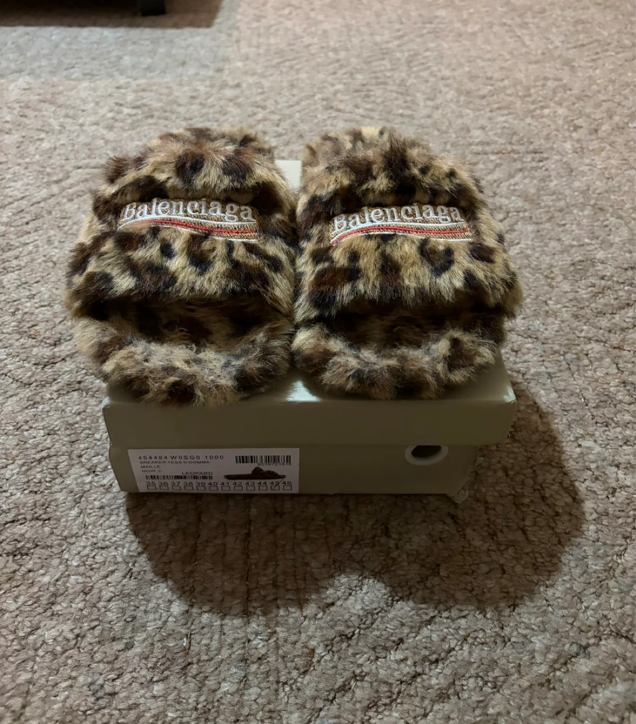 Balenciaga Leopard Fur Slides