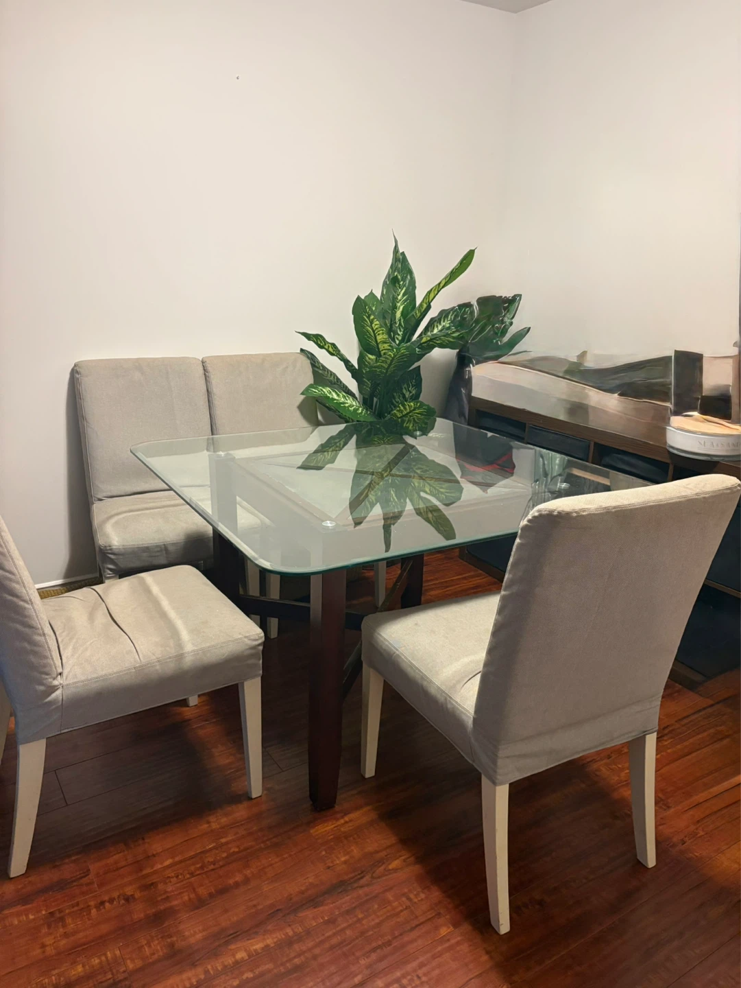 Glass Top Dining Table with Wood Base - photo 4