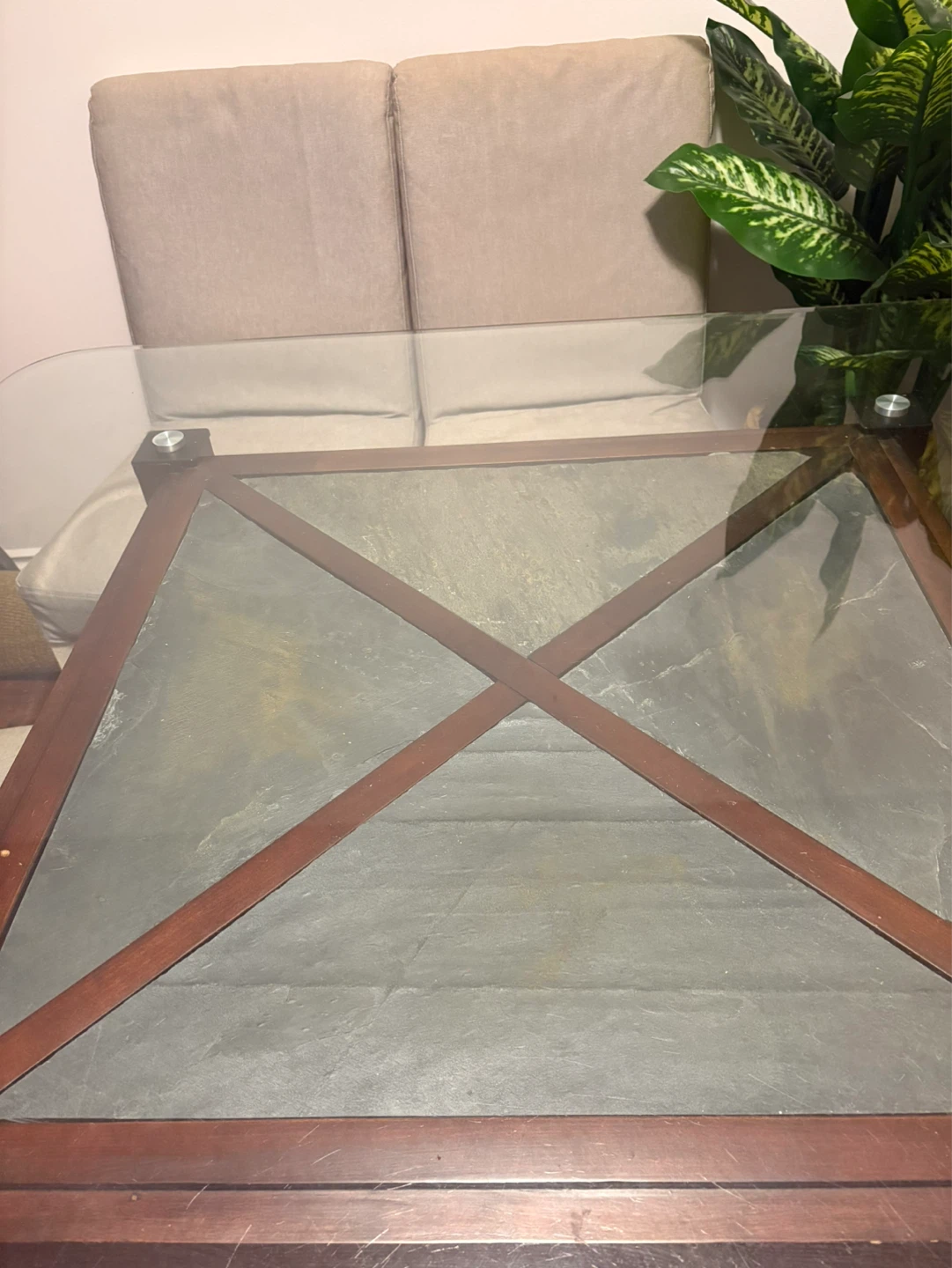 Glass Top Dining Table with Wood Base - photo 3