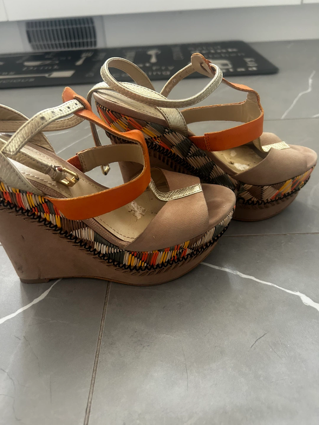 Guess Wedge Sandals - Orange & Gold - photo 2
