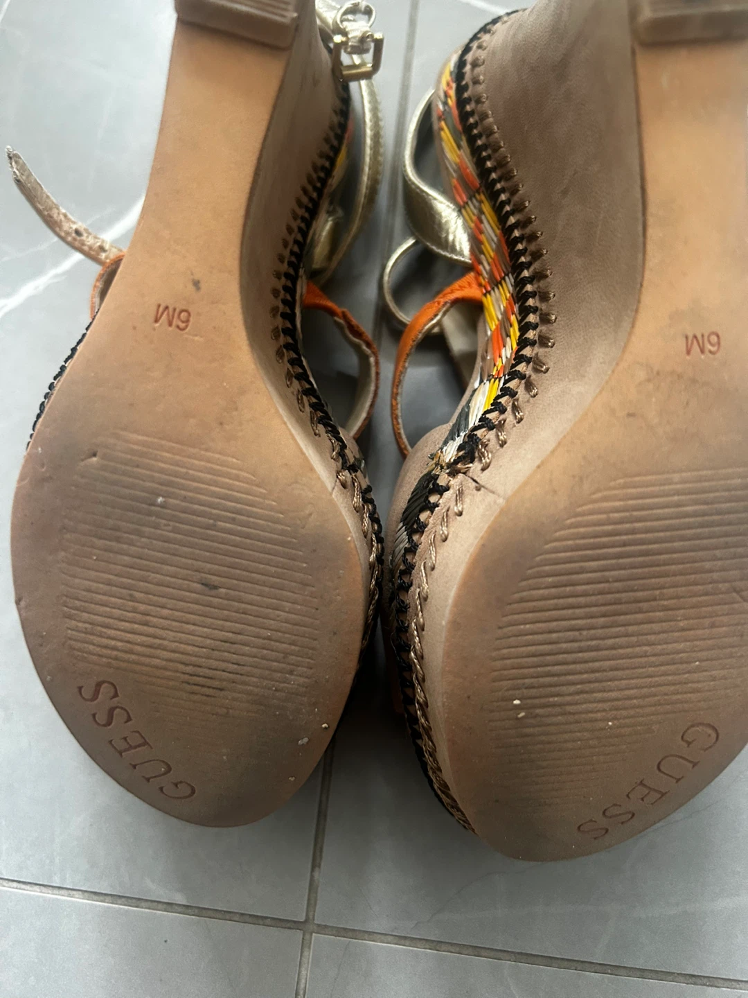 Guess Wedge Sandals - Orange & Gold - photo 4