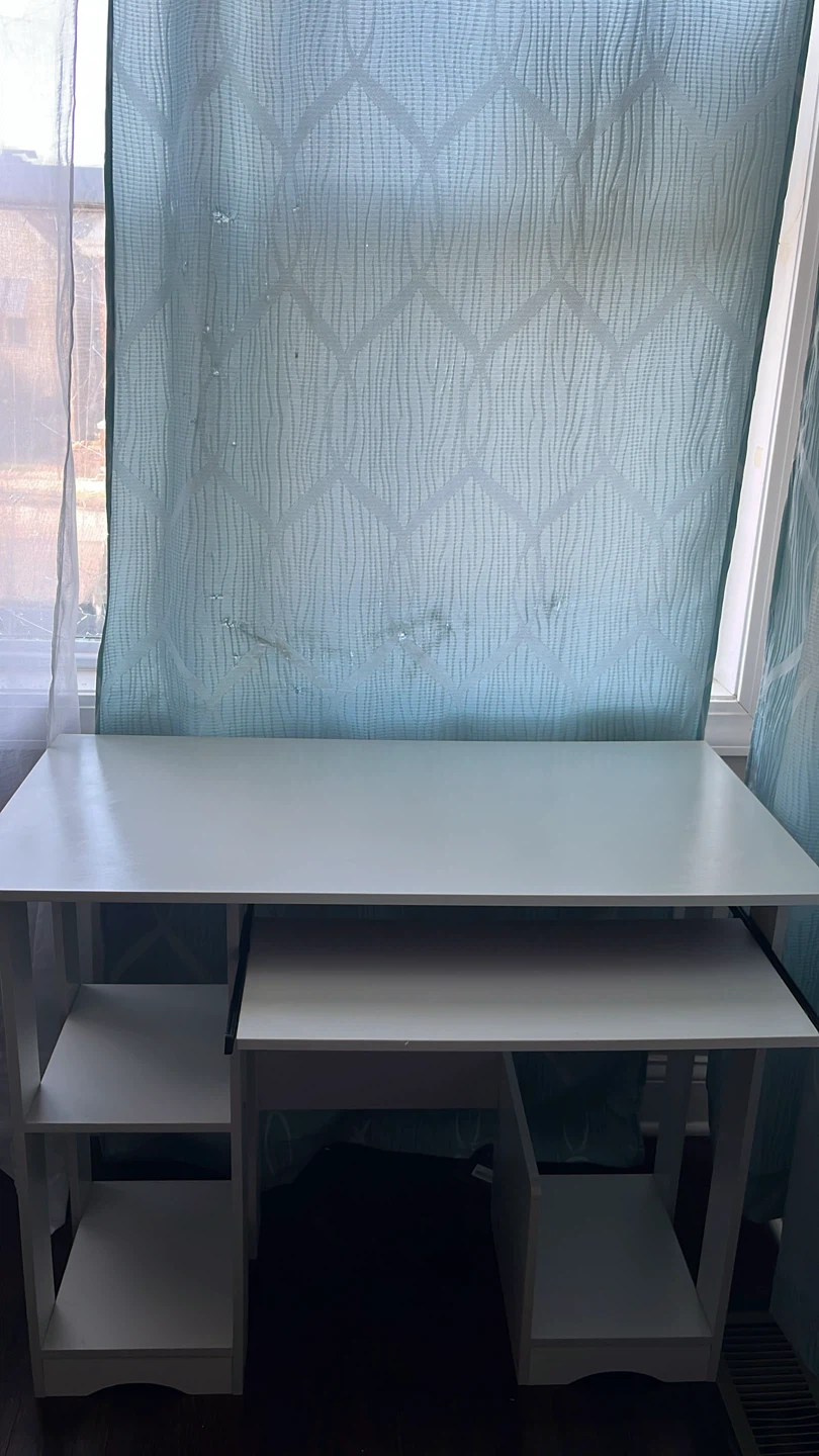 White Computer Desk with Keyboard Tray