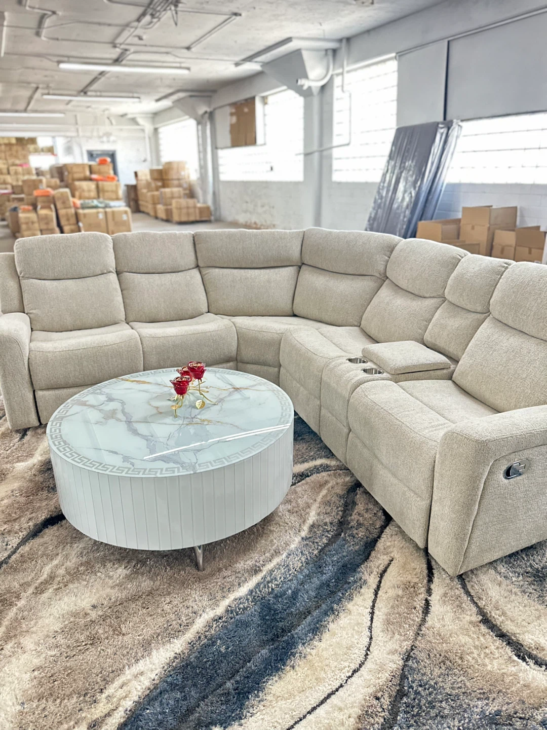 Grey manual reclining sectional (brand new)