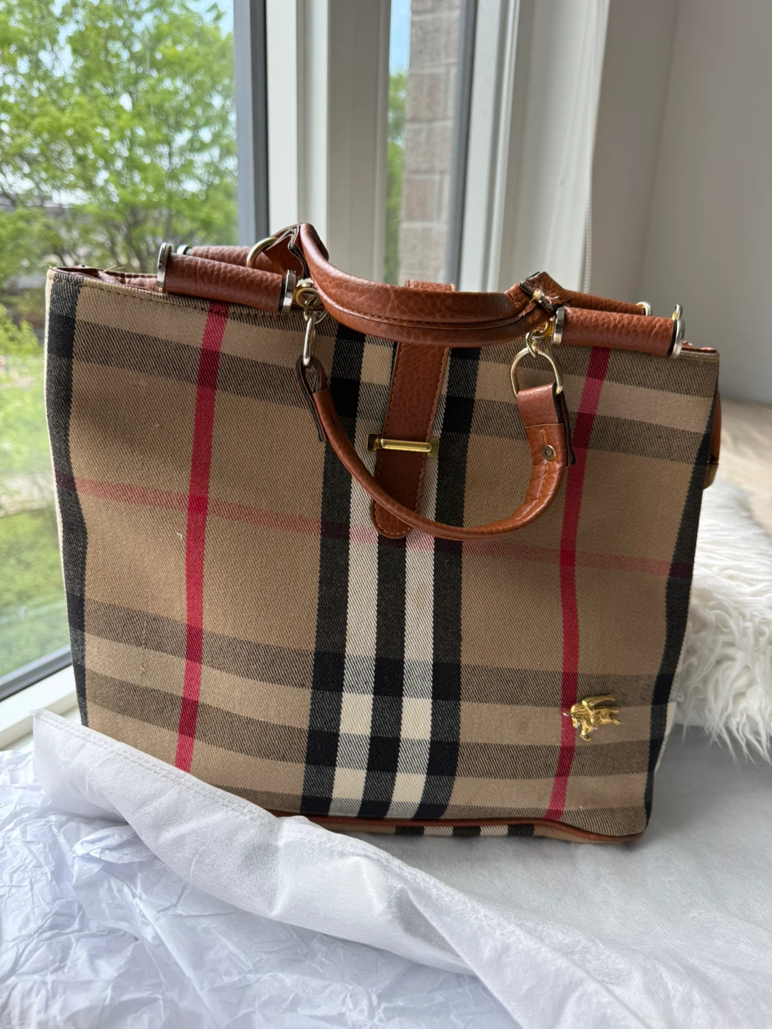 Burberry Nova Check Canvas Tote Bag