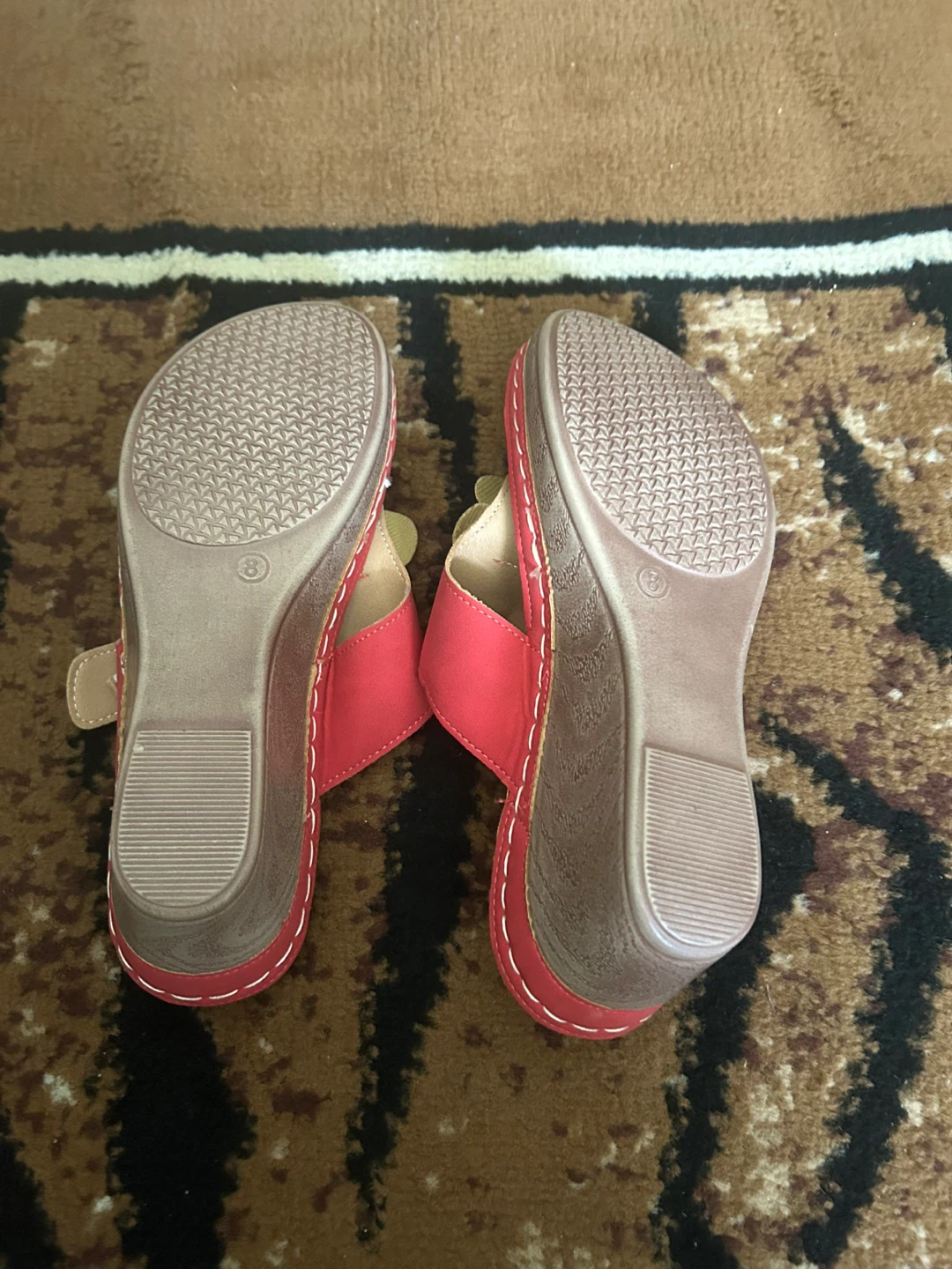 Red Thong Sandals with Flower Accent - photo 2