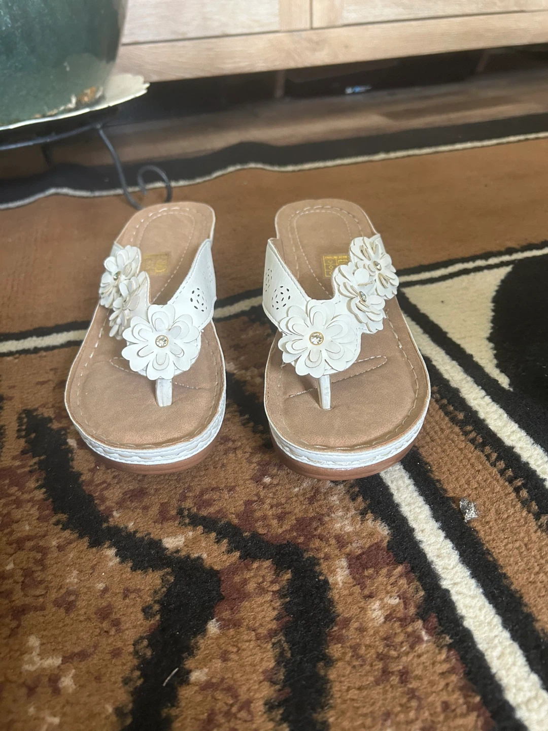 Women's White Wedge Sandals Size 38