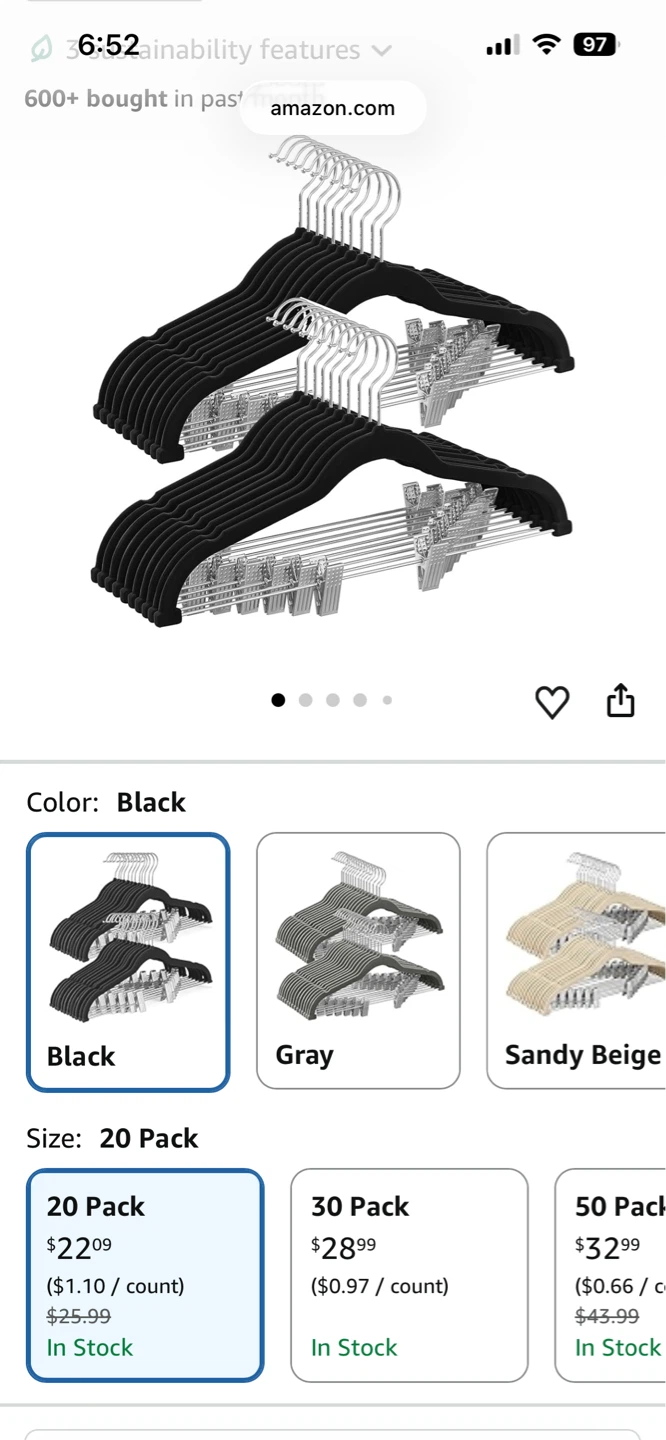 Black Velvet Hangers - 12 Pack