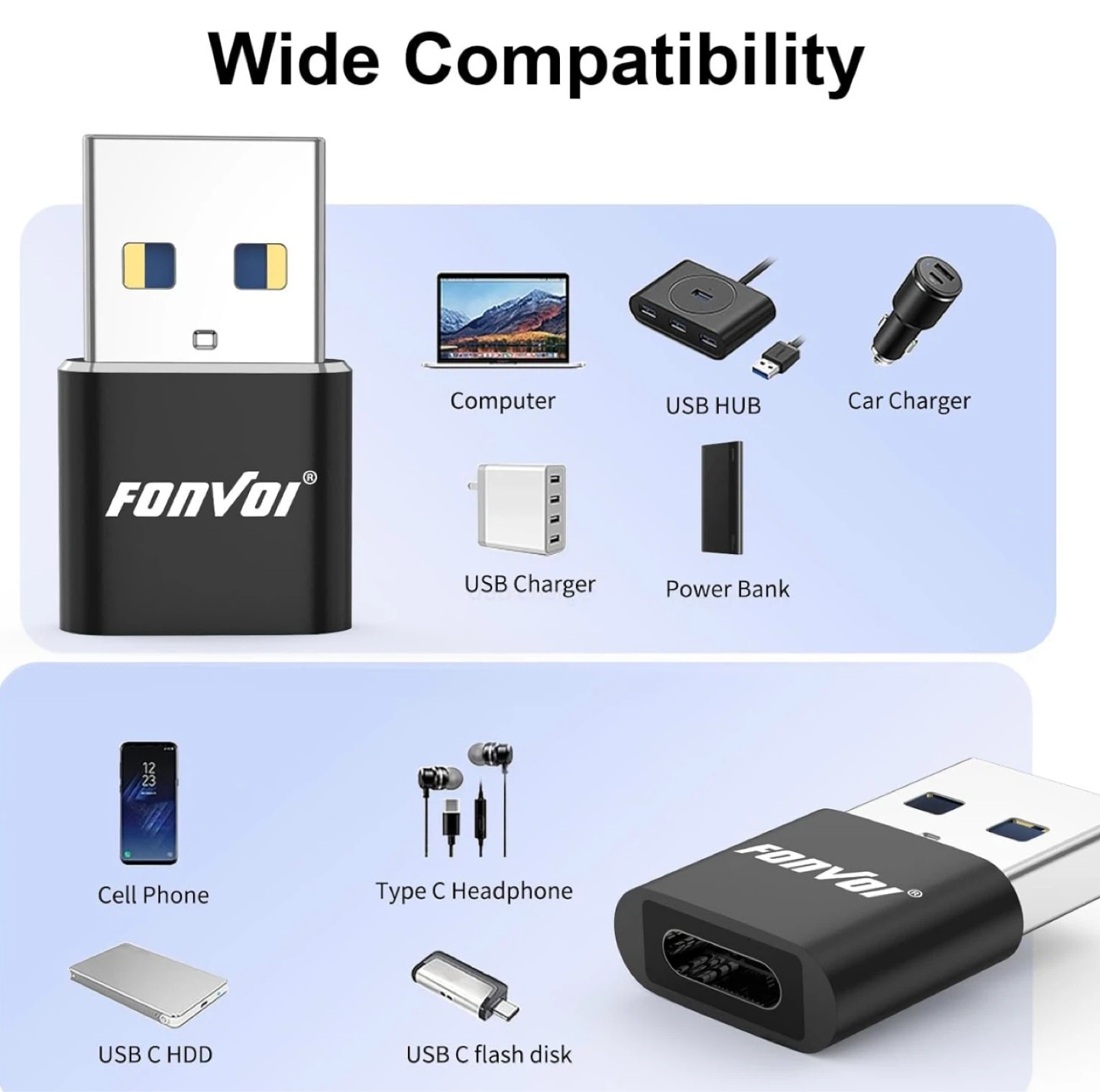 FONVoi USB C to USB A Adapters (3-Pack) - photo 3