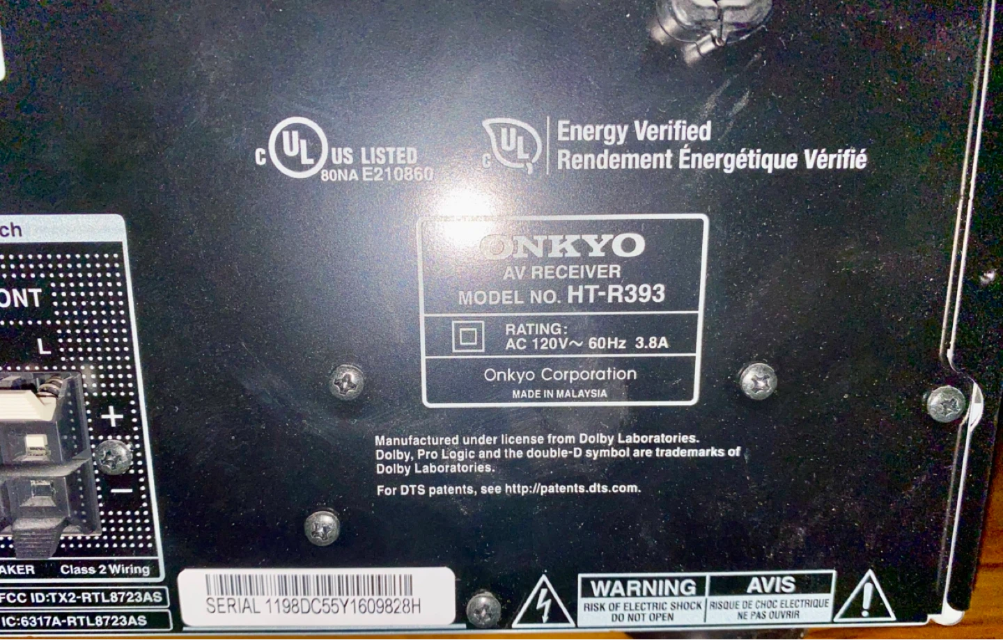 Onkyo AV Receiver HT-R393 remote and 3 speakers and  Sub - photo 3