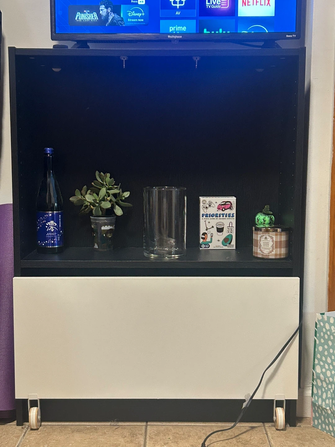 Black Media Console with Drawer