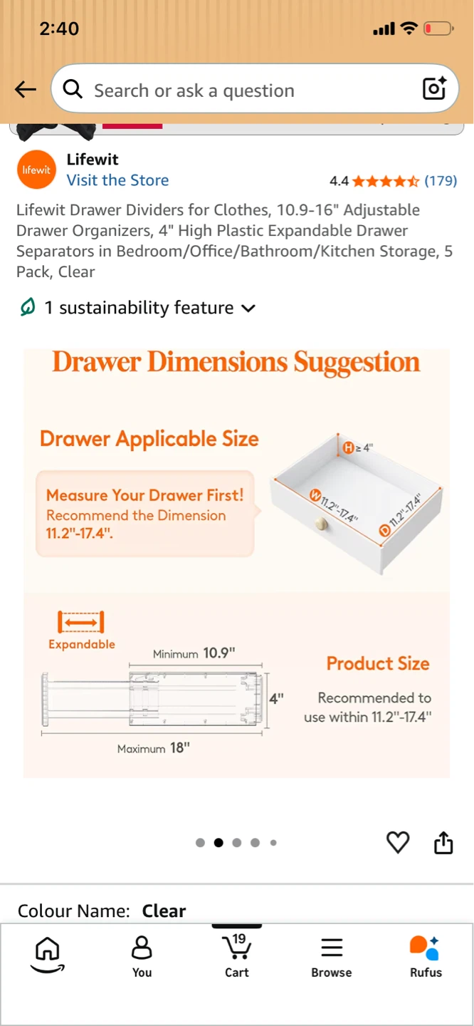 Lifewit 5pk Drawer Organizers, Clear - photo 3