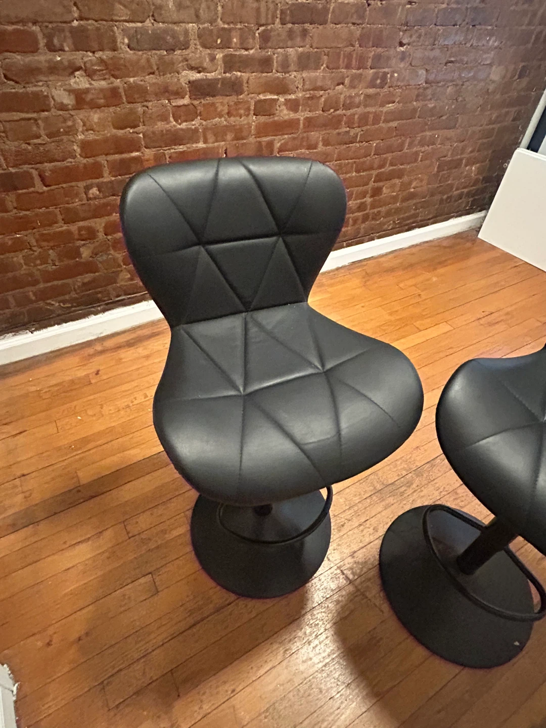 Set of 2 Black Adjustable Swivel Bar Stools - photo 2
