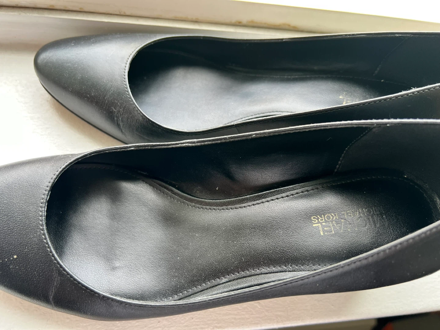Michael Kors Black Leather Pumps with Gold Heel Accent - photo 2