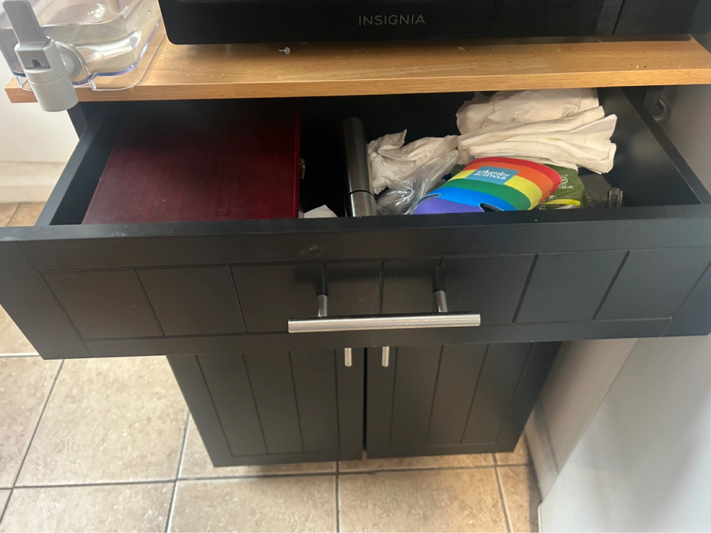 Black Kitchen Cabinet with Drawer and Doors