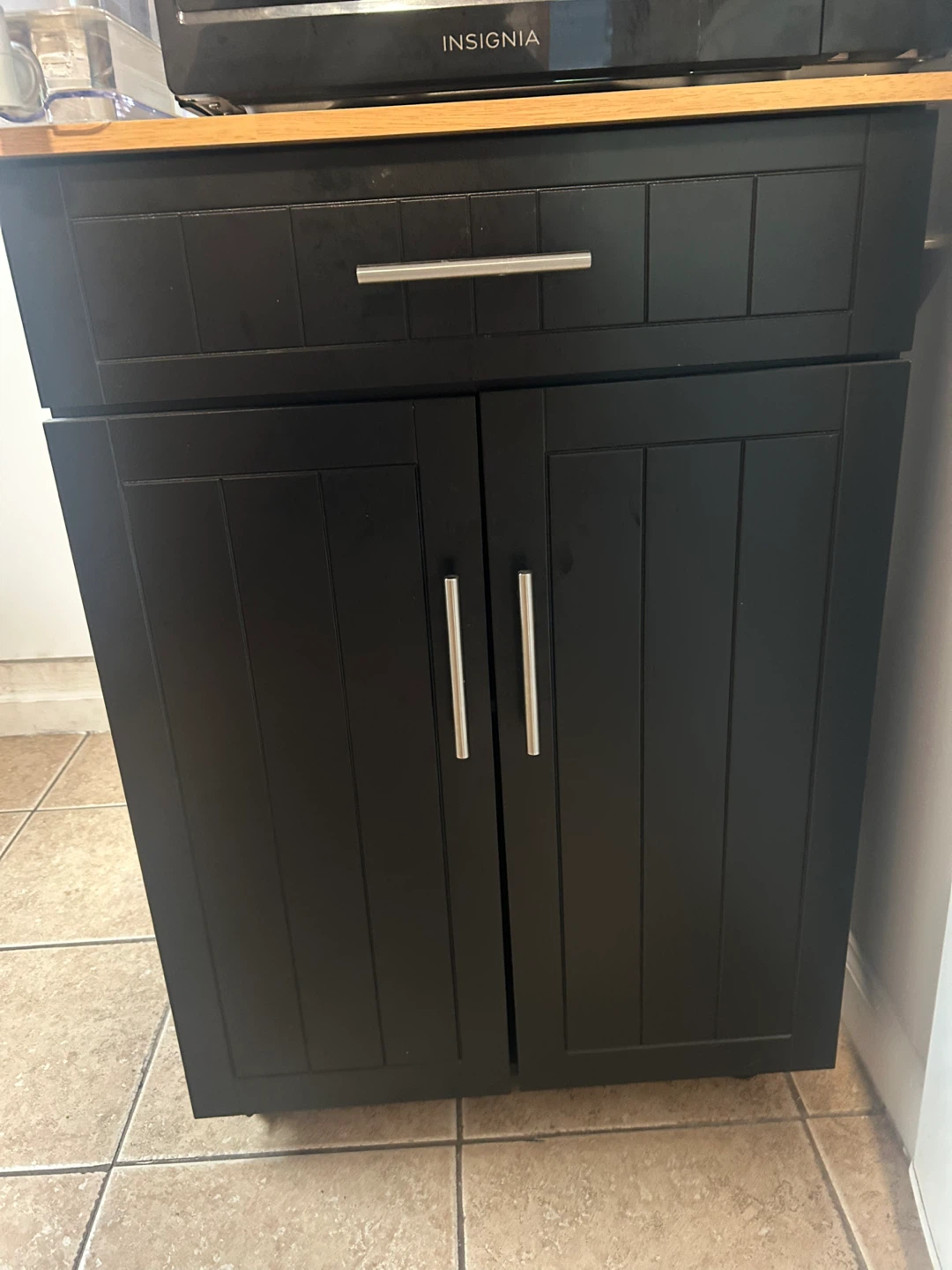 Black Kitchen Cabinet with Drawer and Doors - photo 3
