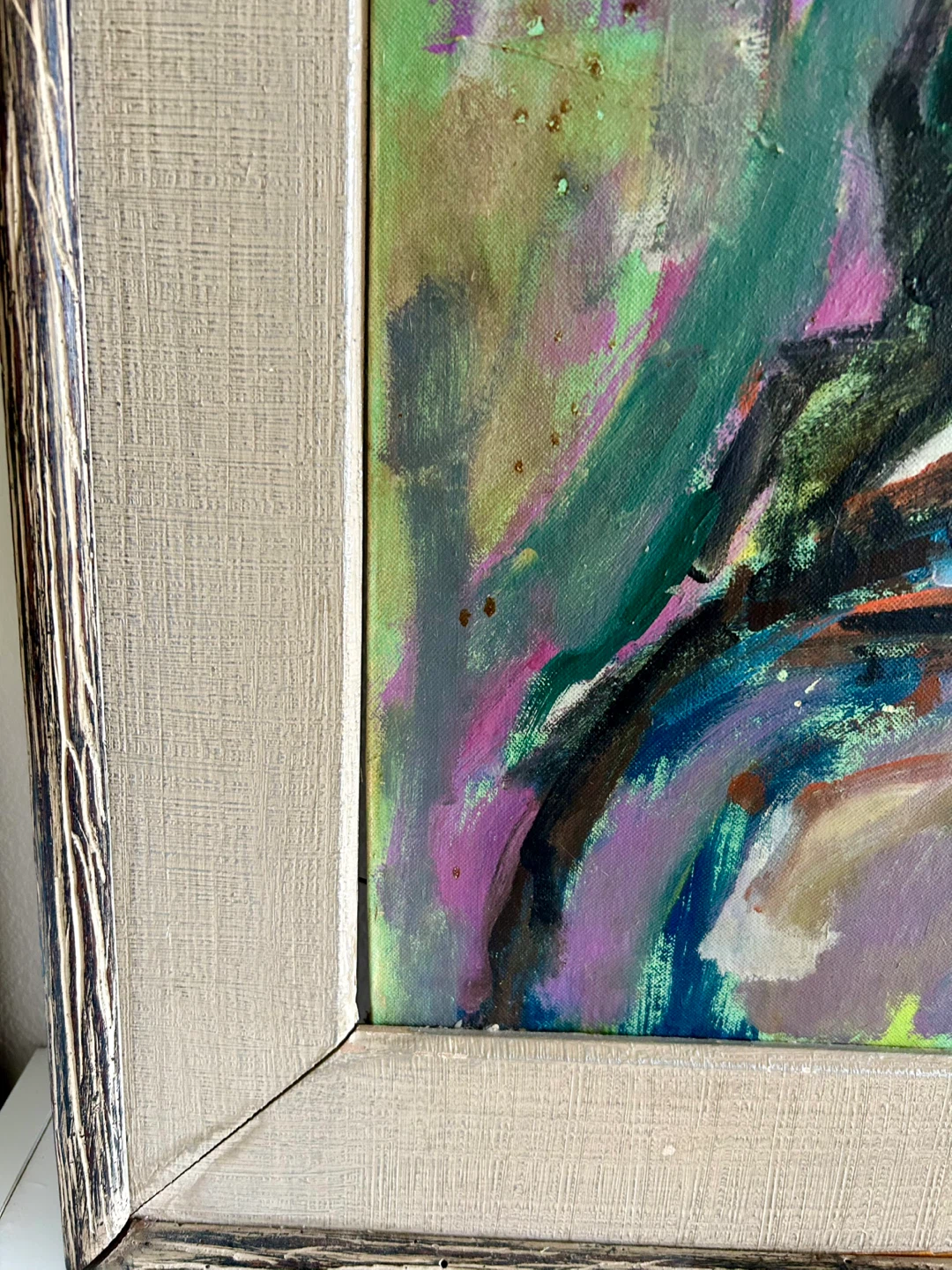 Original Framed Abstract Portrait Painting - photo 4