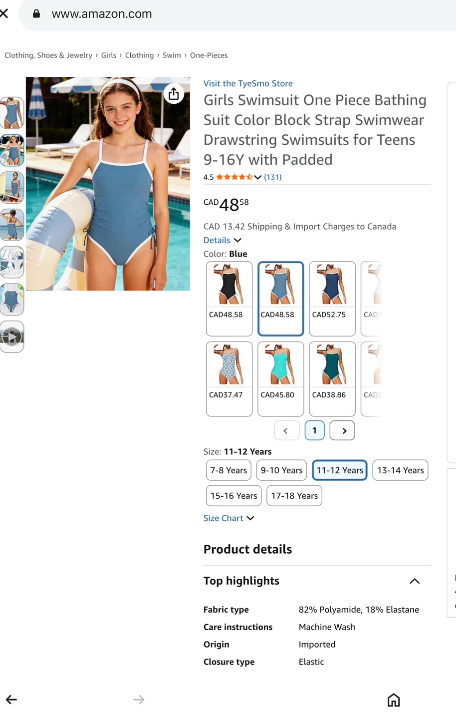New Girls One Piece Swimsuit Blue aged 11-12 - photo 3