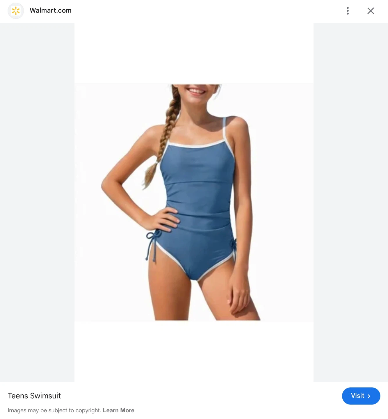 New Girls One Piece Swimsuit Blue aged 11-12