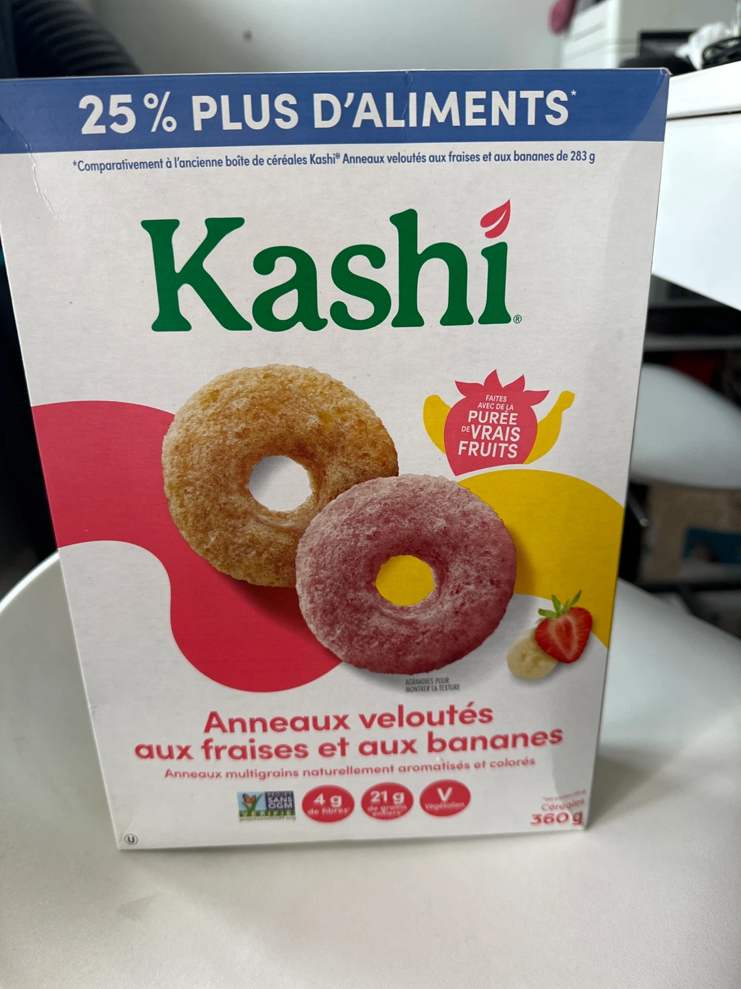 Kashi Cereal "Anneaux Veloutés aux Fraises et aux Bananes" 360g