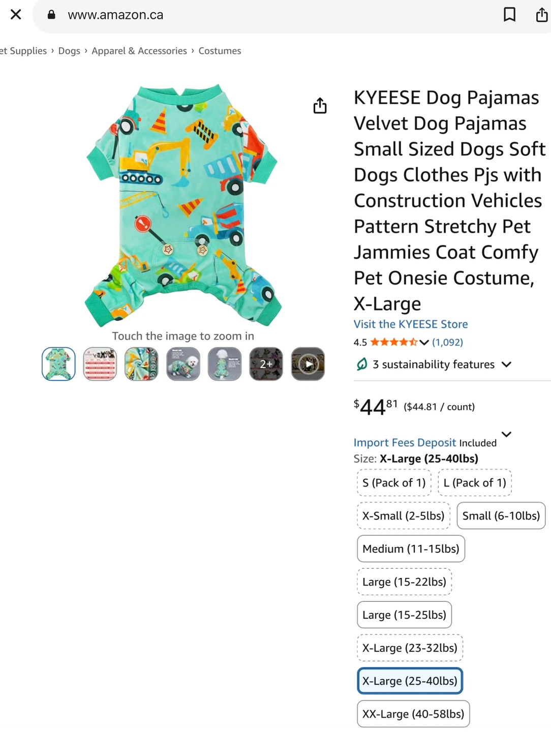 New KYEESE Dog Pajamas XX-Large Construction Print - photo 4