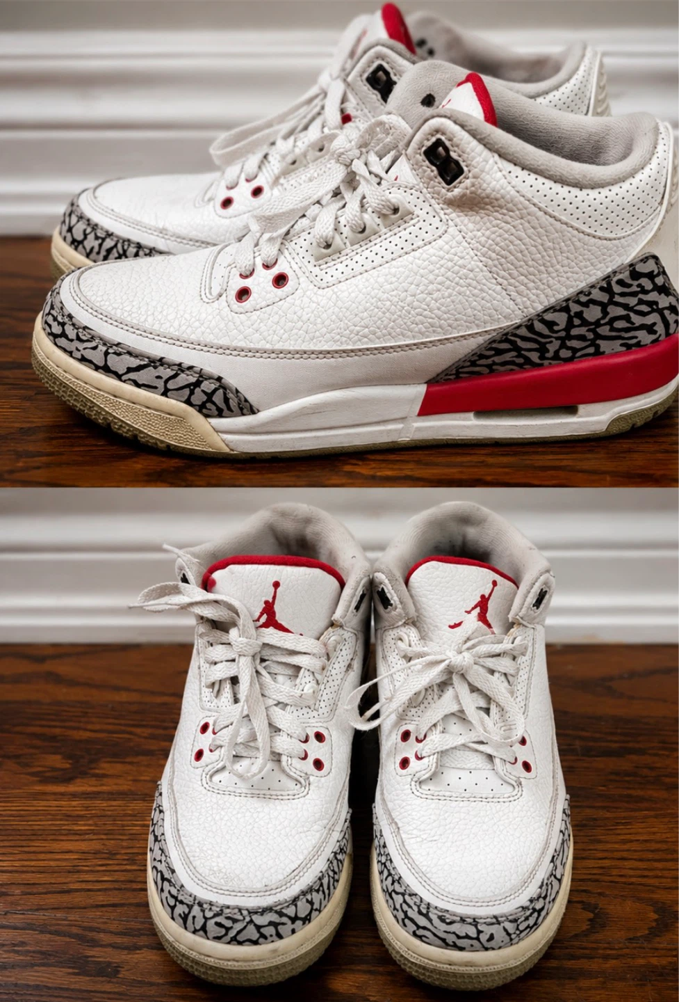 Air Jordan 3 Retro White Red Cement Sneakers
