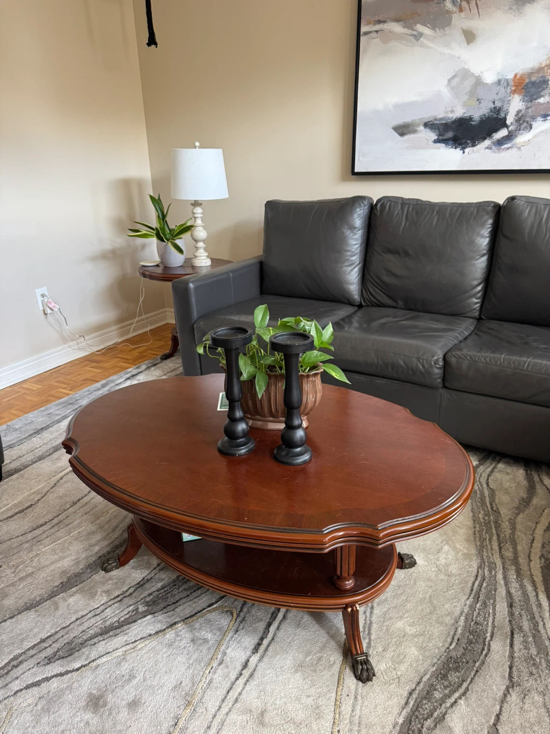 Dark Grey Leather Sectional Sofa and Armchair - photo 4