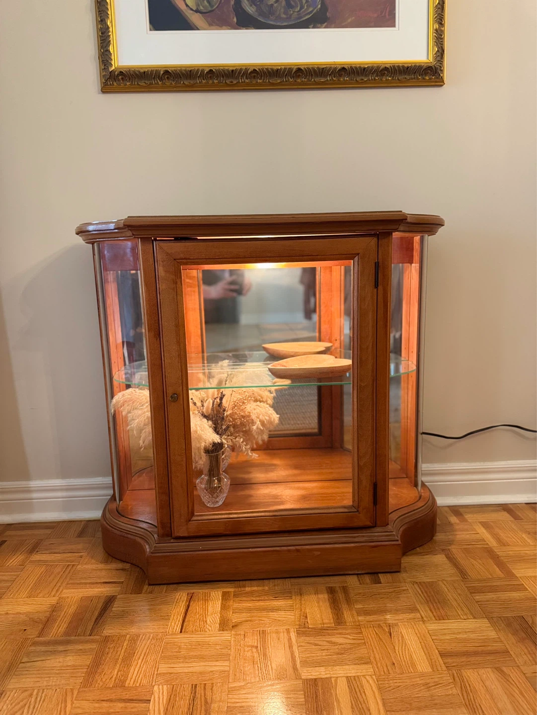 Wooden Display Cabinet with Glass Doors