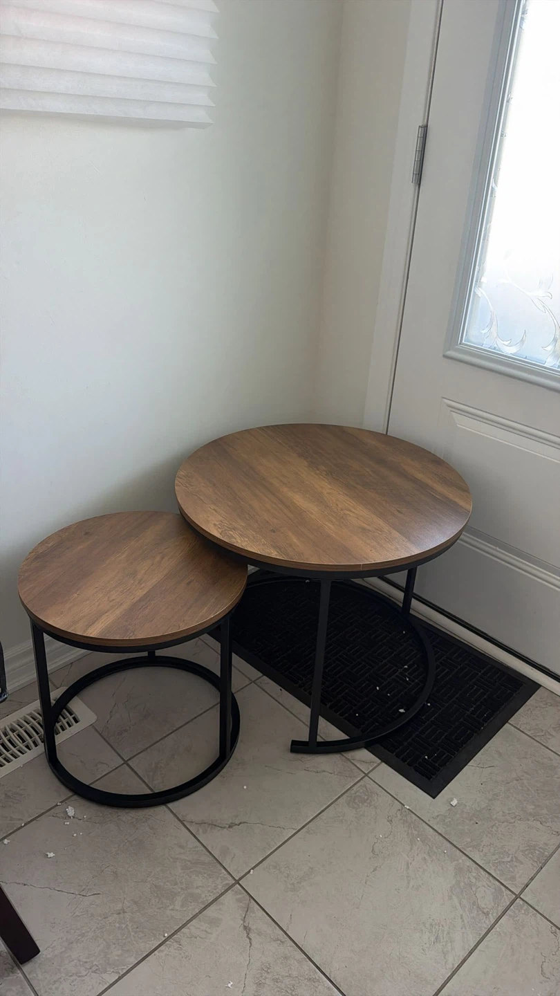 Round Nesting Coffee Tables - Wood Look Top - photo 2