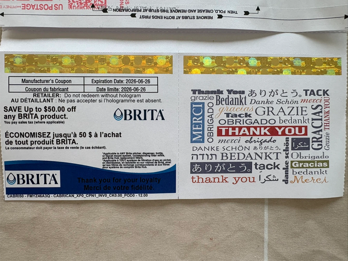 BRITA Manufacturer's Coupon ($50)