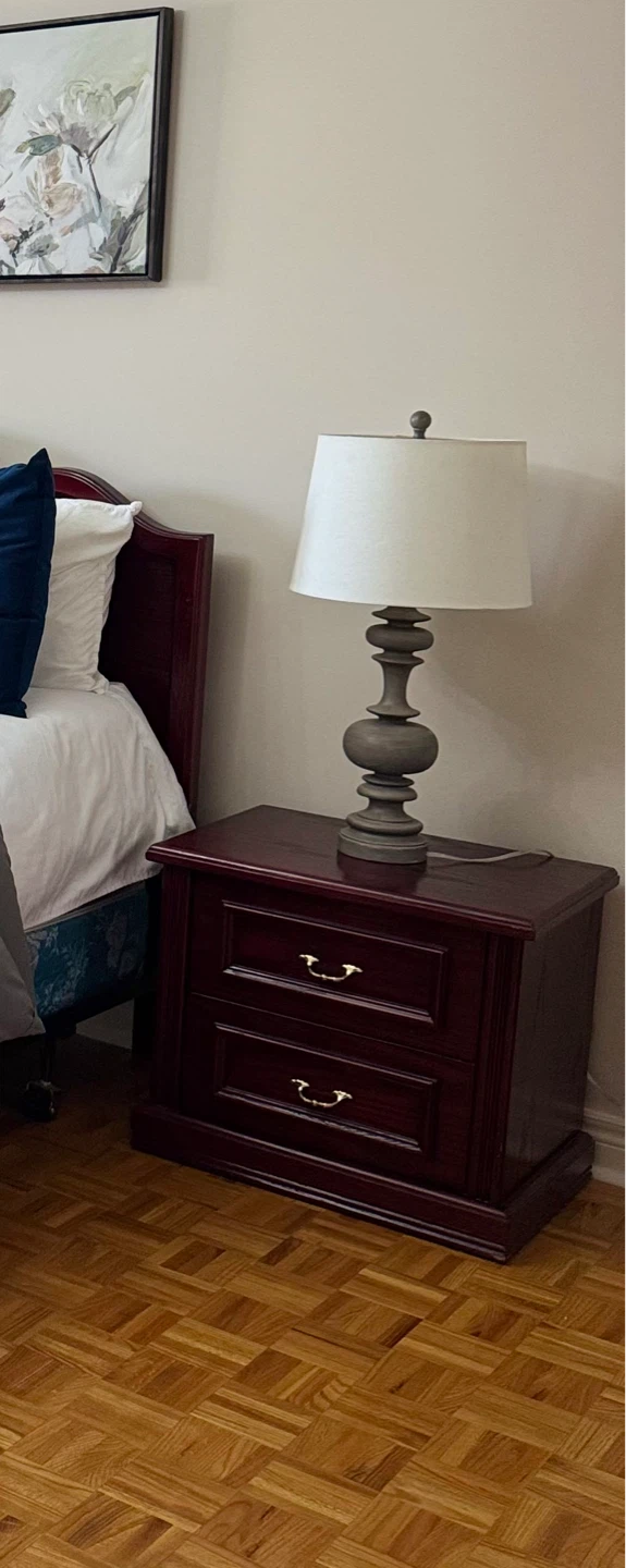 Cherry Wood Bedroom Set - Nightstand & Dresser with Mirror - photo 2