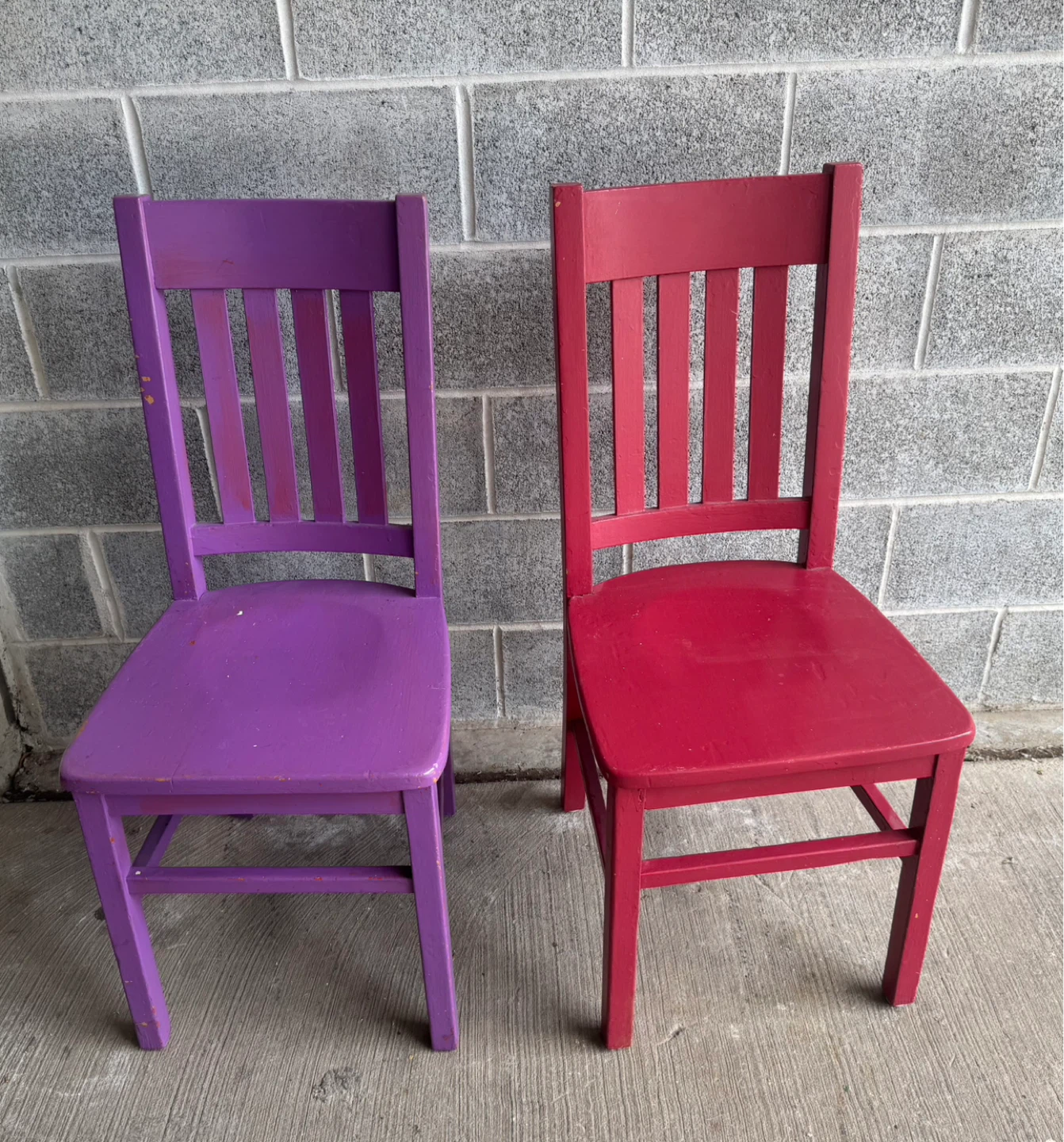 Pair of Kids Wooden Chairs - Purple & Red - photo 3