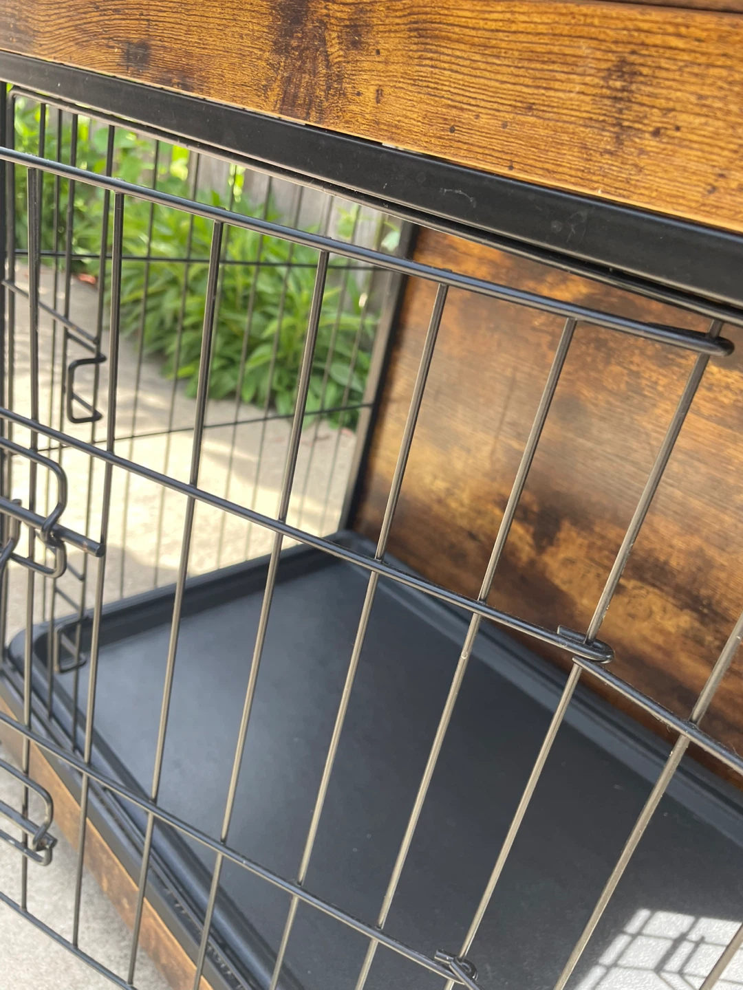 Wood end table wire dog crate double opening with removable tray - photo 4