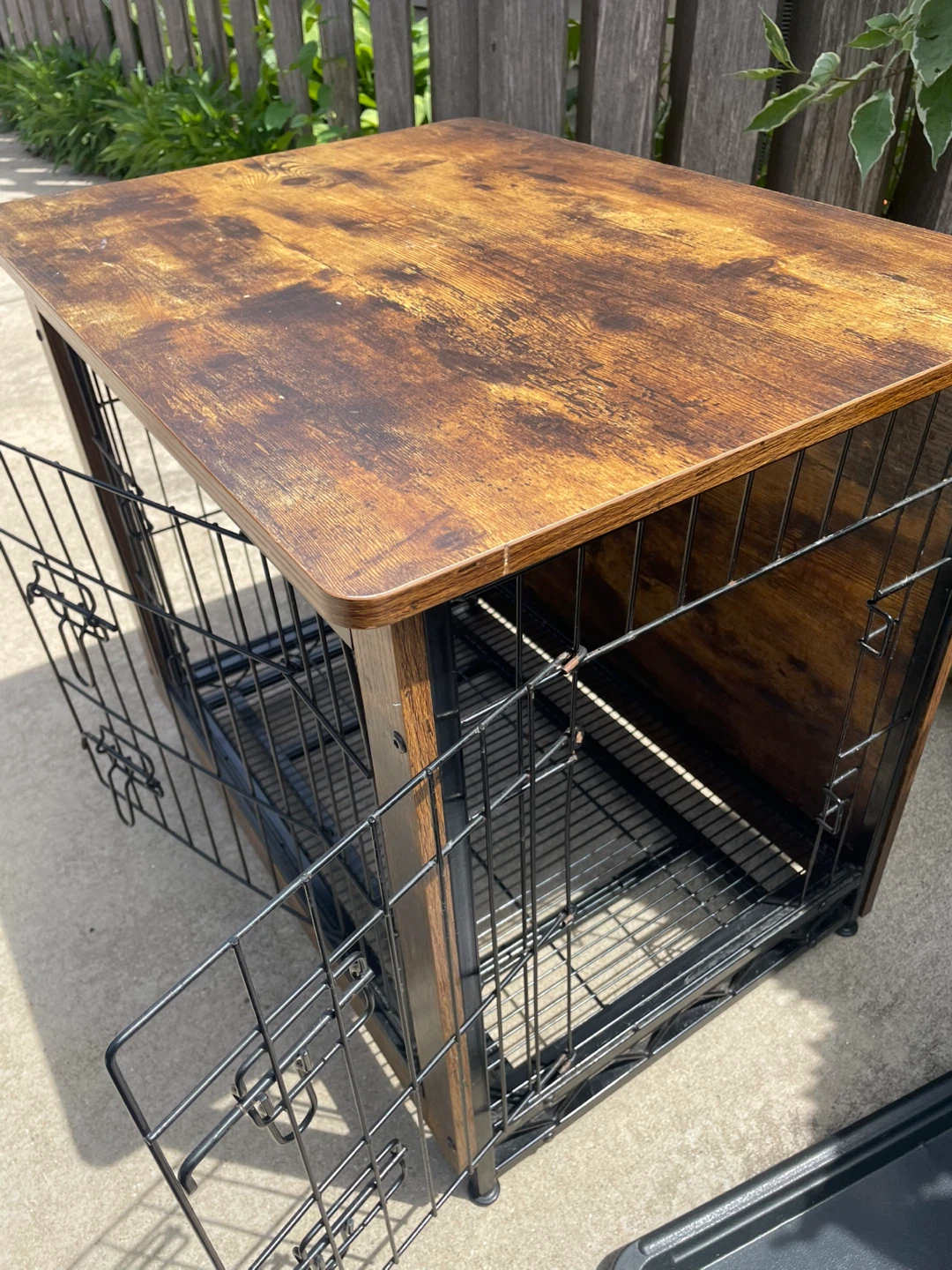 Wood end table wire dog crate double opening with removable tray - photo 3