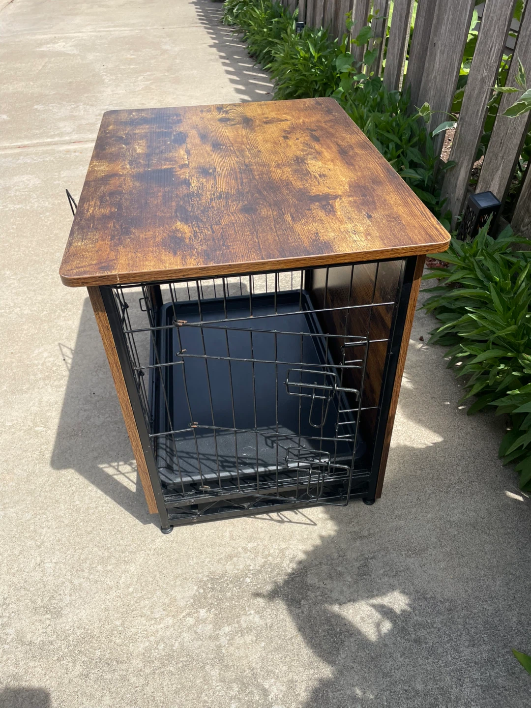 Wood end table wire dog crate double opening with removable tray - photo 2
