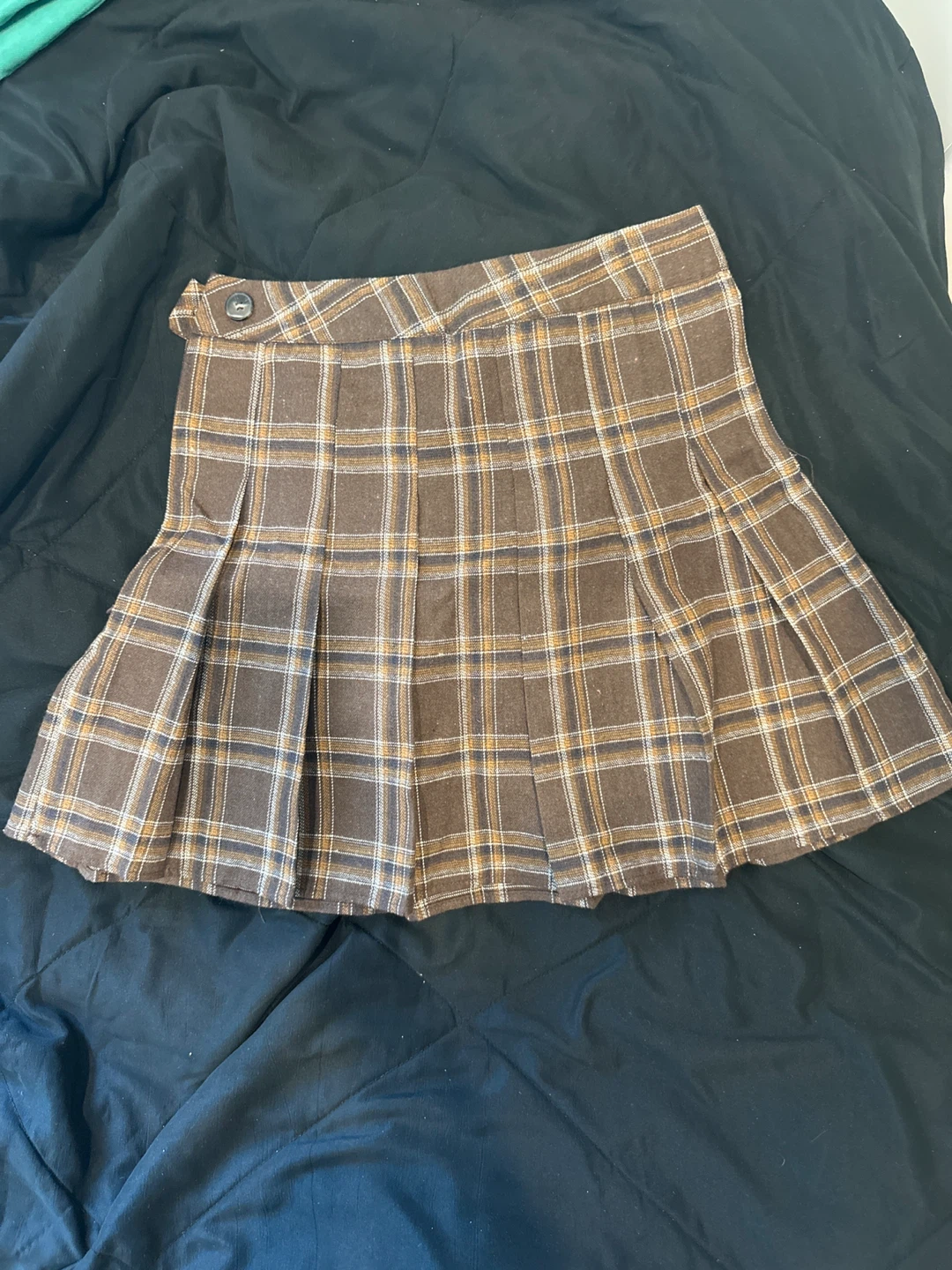 Brown Plaid Pleated Mini Skirt