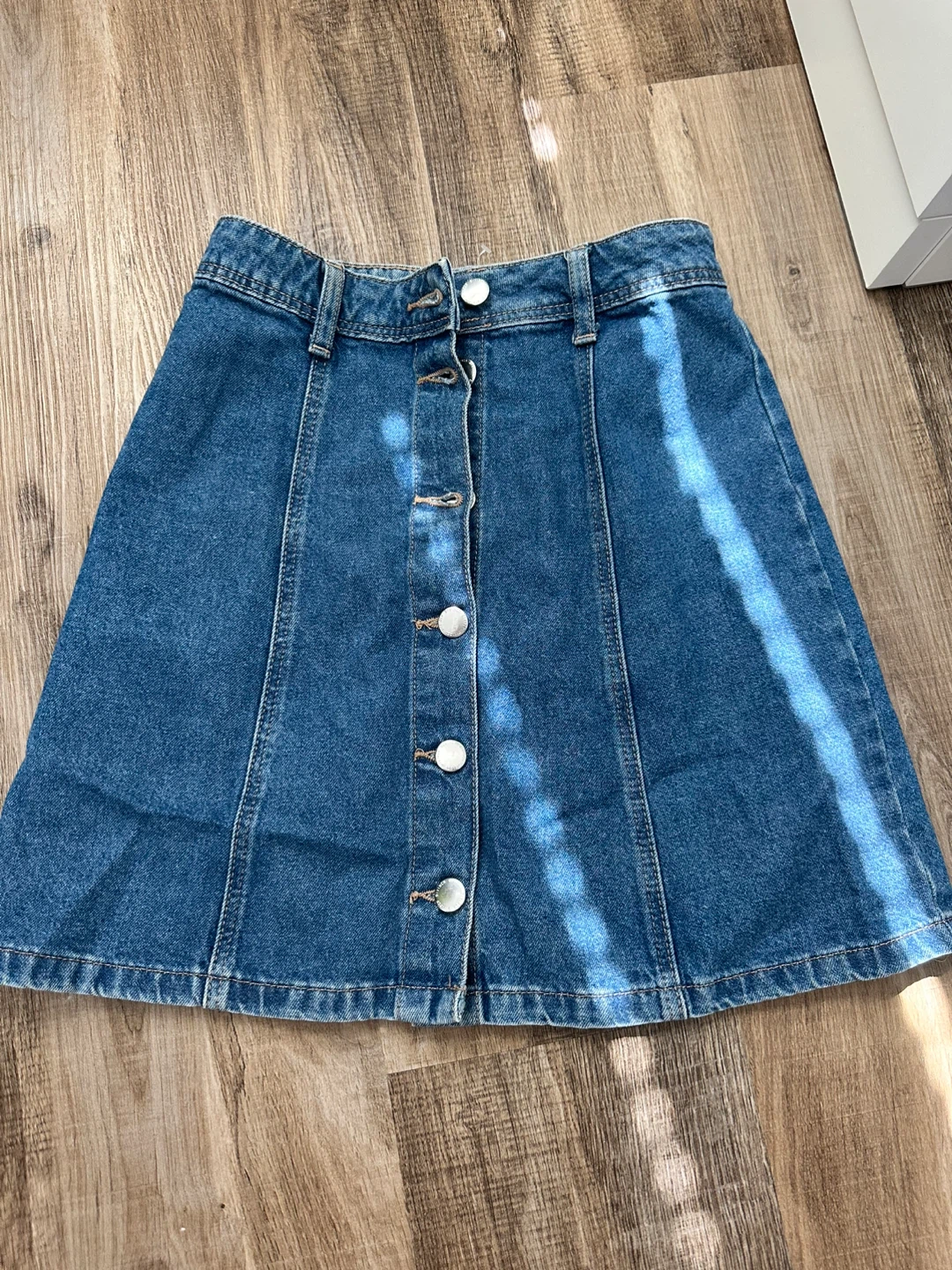 Divided H&M Denim Button-Front Mini Skirt