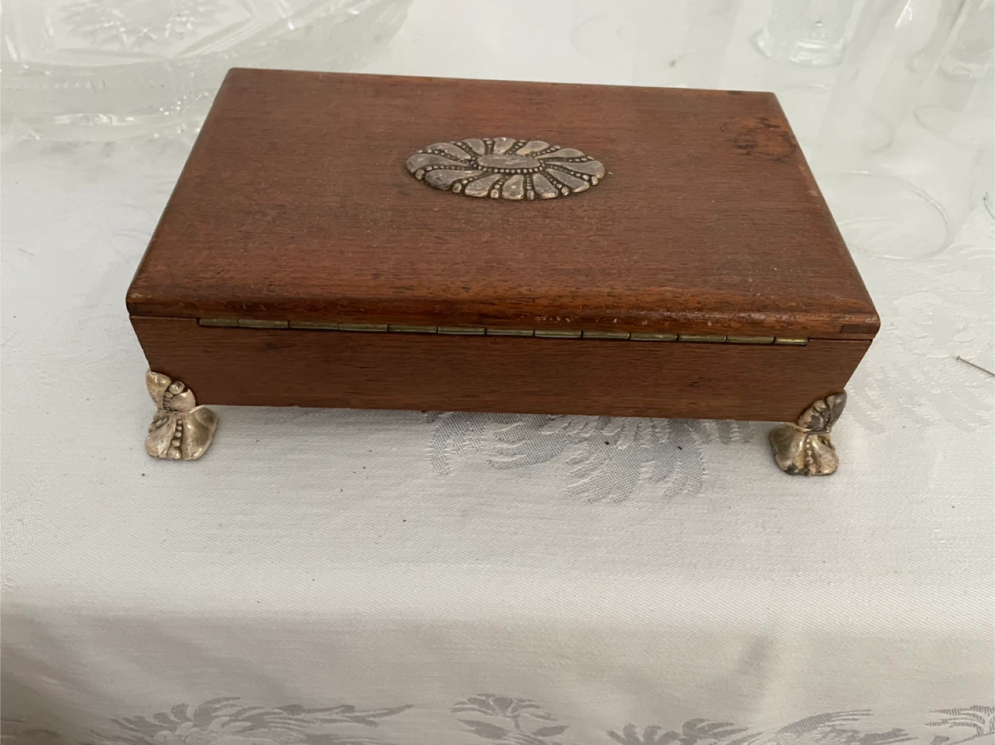 Wooden Trinket Box with Decorative Feet