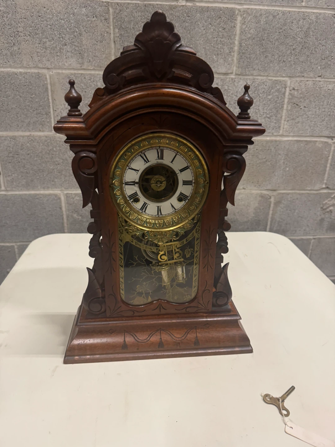 19th Century Ansonia Carved Walnut with two-train movement - photo 2