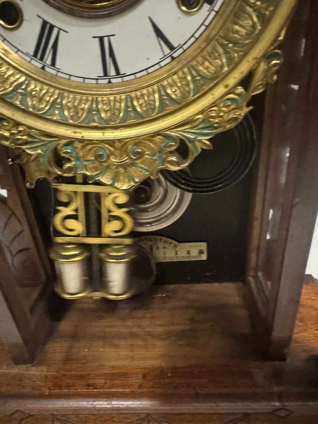 19th Century Ansonia Carved Walnut with two-train movement - photo 3