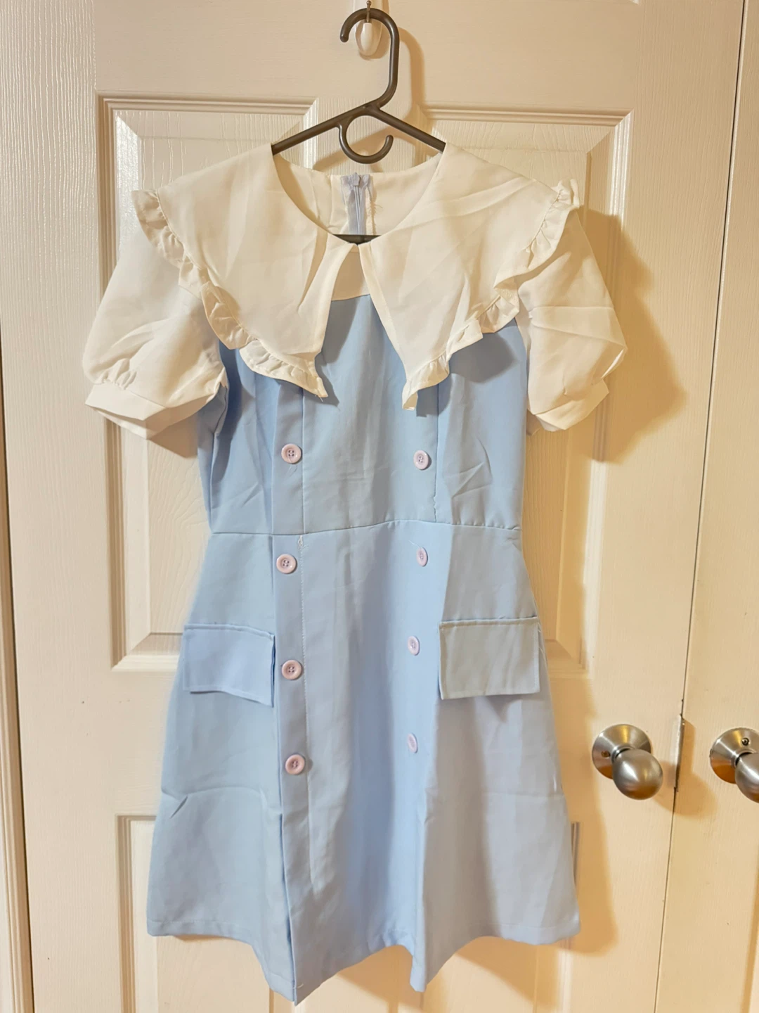New-Light Blue Dress with White Peter Pan Collar