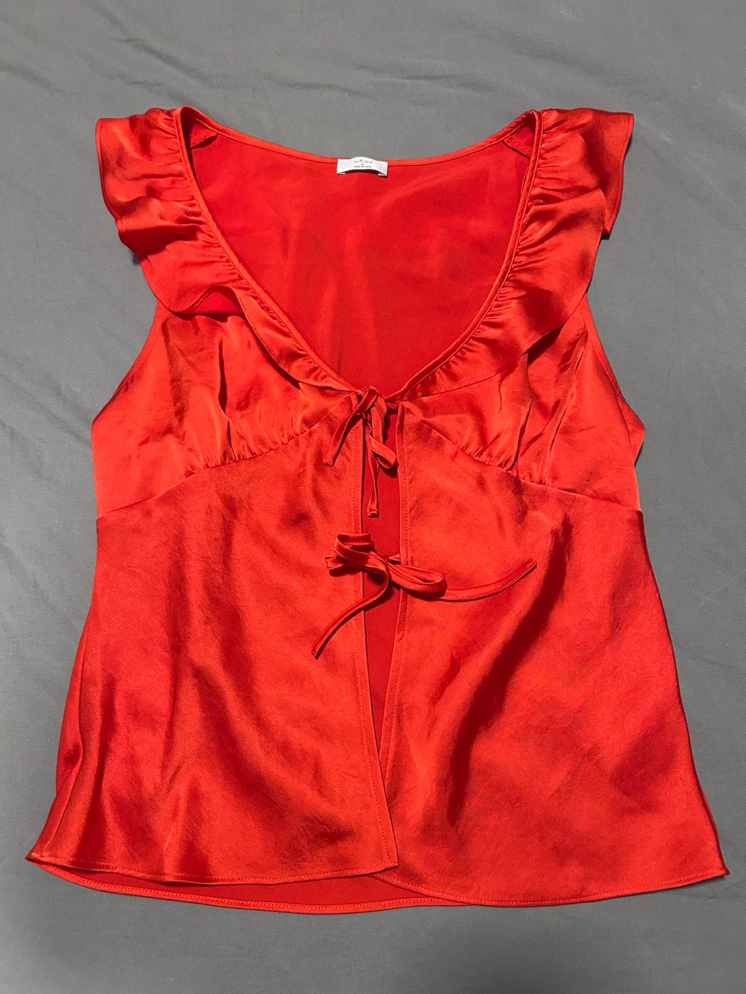 Wilfred Red Ruffle Tie Front Tank Blouse Size M