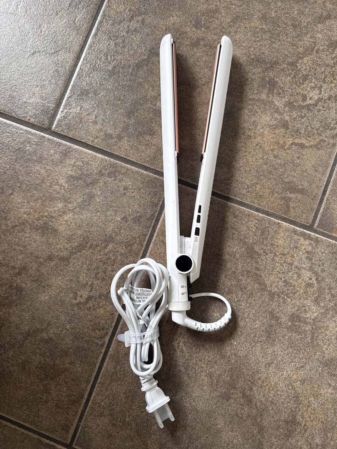 Conair White Hair Straightener with Rose Gold Accents