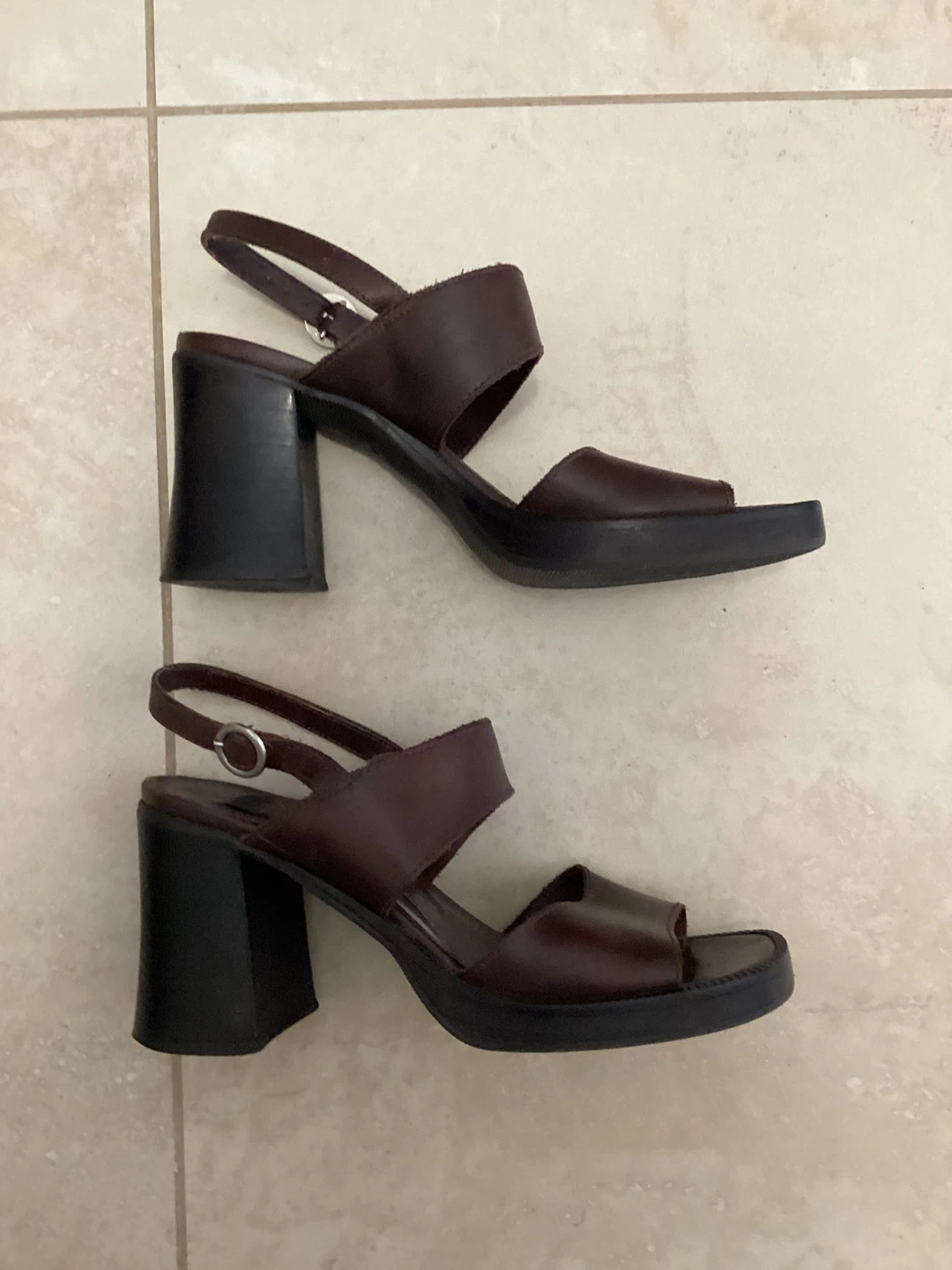 BROWN LEATHER PLATFORM SANDALS - photo 2