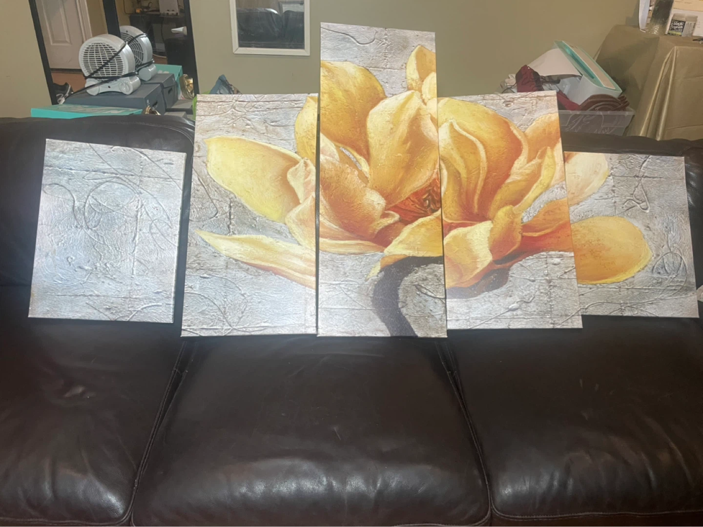 5-Piece Yellow Flower Canvas Wall Art - photo 2