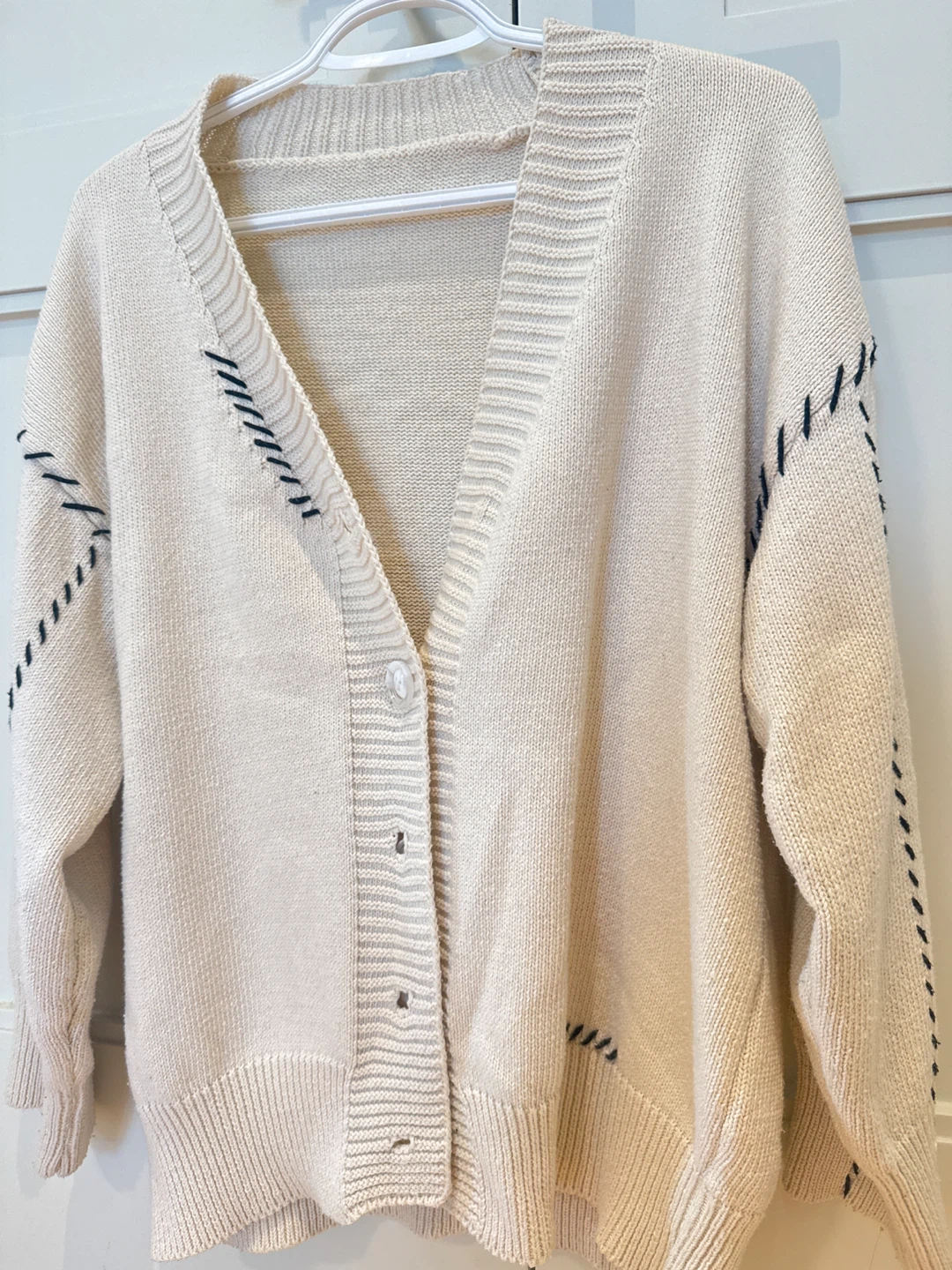 Cream V-Neck Cardigan - photo 2