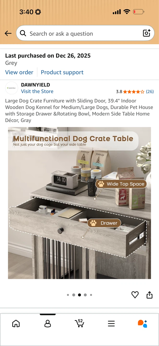 DAWNYIELD Large Dog Crate Furniture Grey - photo 3