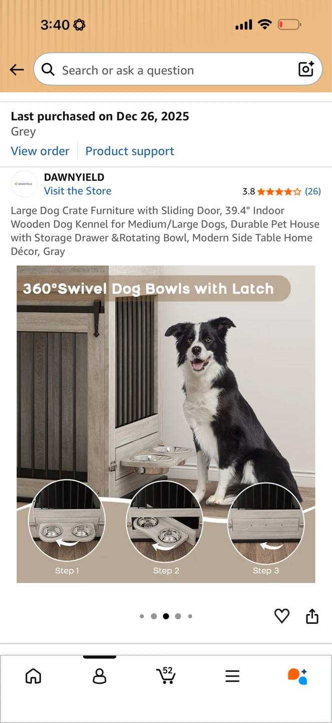 DAWNYIELD Large Dog Crate Furniture Grey - photo 2