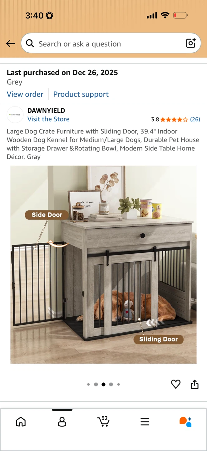 DAWNYIELD Large Dog Crate Furniture Grey - photo 4