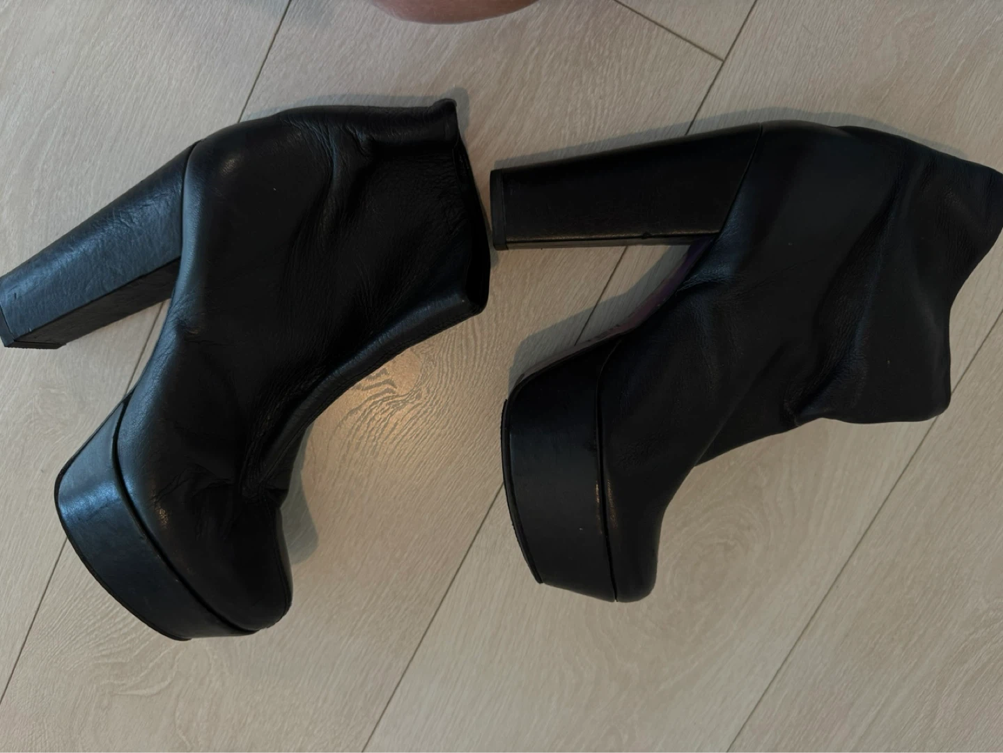 Black Leather Platform Ankle Boots Versace