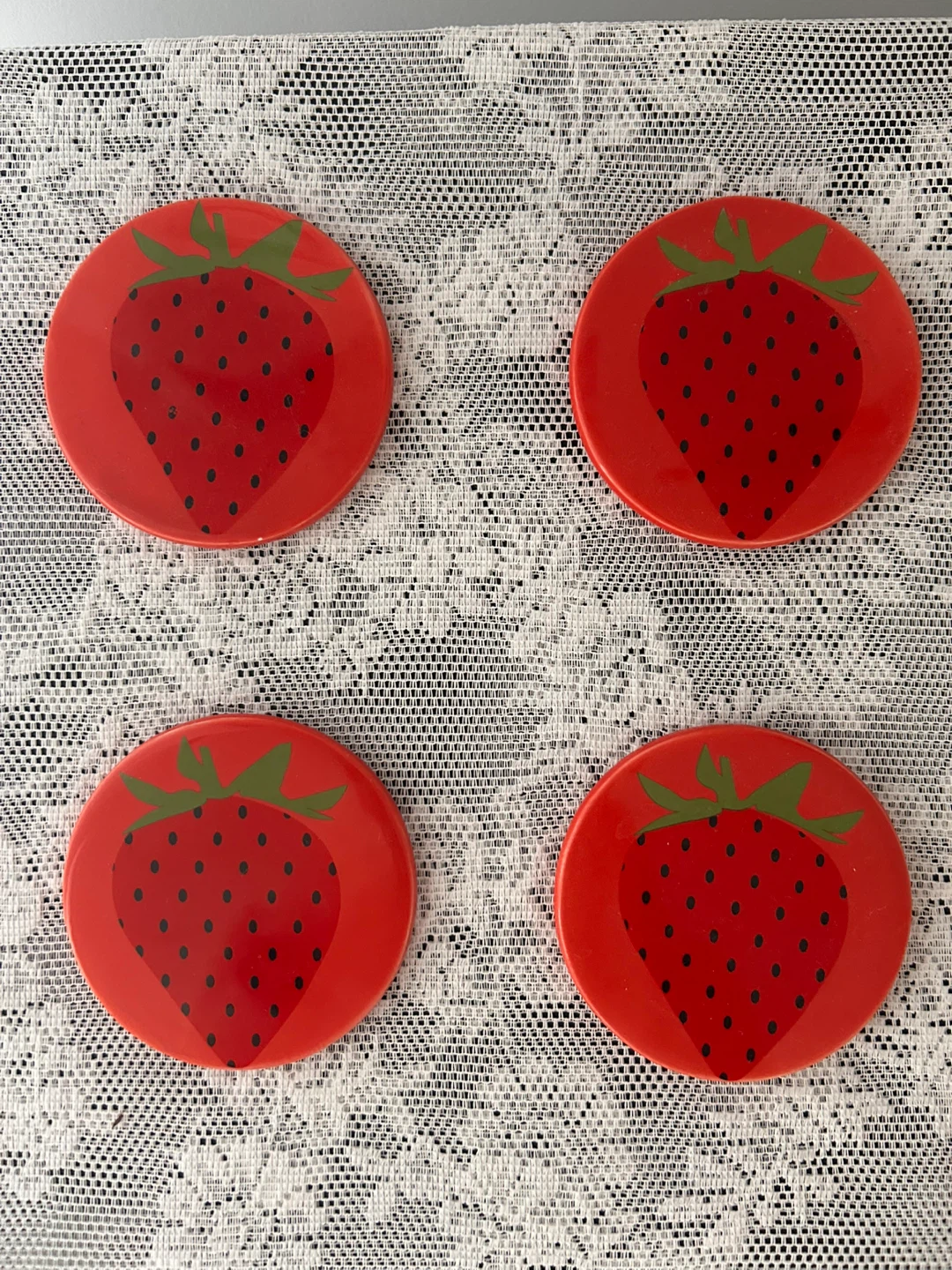 Ceramic strawberry coasters